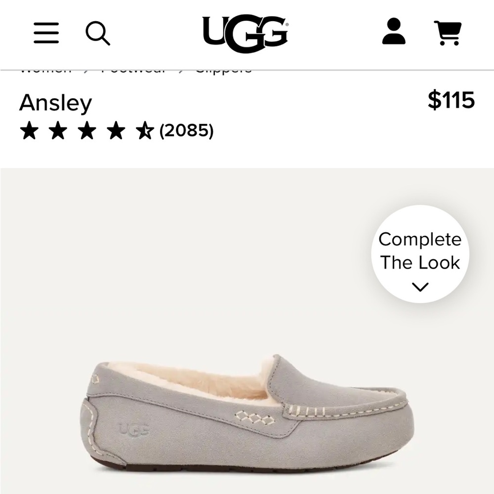Brand new with box!! Still in the website!!! UGG Light Gray Moccasin Slippers